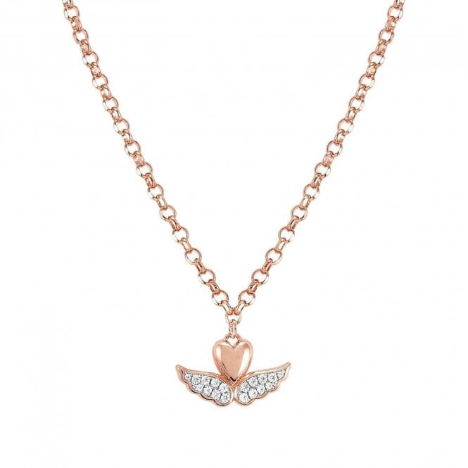 Sweetrock Cubic Zirconia Winged Heart Rose Gold Necklace
