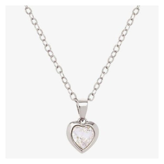 Hannela Silver Finish Crystal Heart Pendant