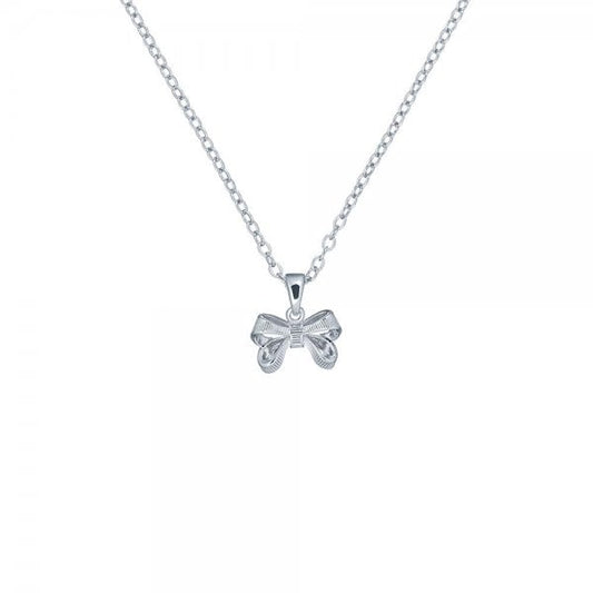 Petrae Silver Bow Pendant Necklace