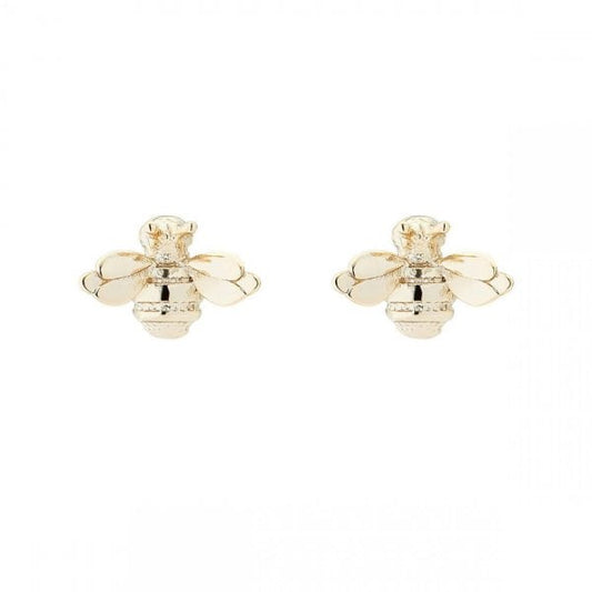 Beelii Bumble Bee Gold Finish Stud Earrings