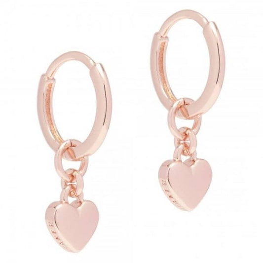 Harrie Rose-Gold Heart Huggie Hoops