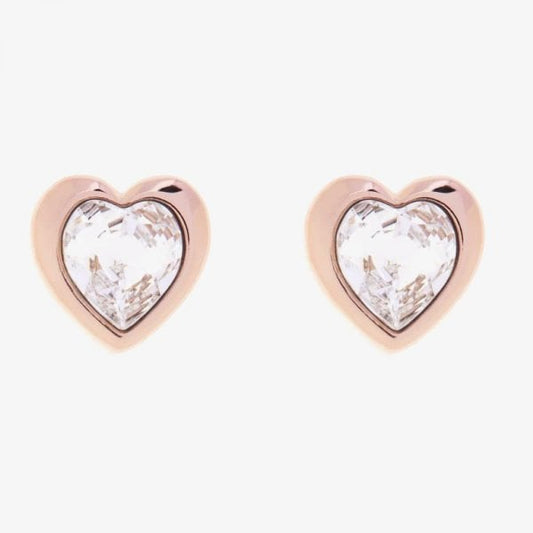 Han Rose Gold Finish Crystal Heart Stud Earrings