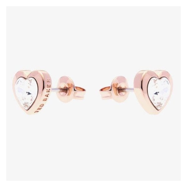 Han Rose Gold Finish Crystal Heart Stud Earrings