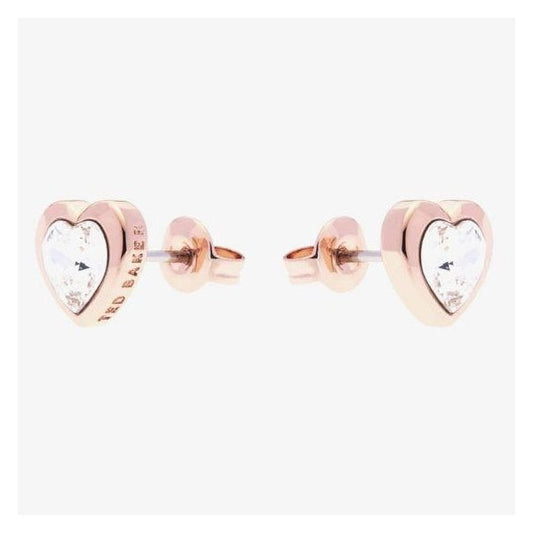 Han Rose Gold Finish Crystal Heart Stud Earrings