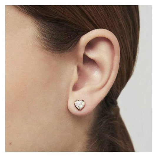 Han Rose Gold Finish Crystal Heart Stud Earrings