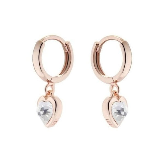Hanniy Rose-Gold Crystal Heart Huggie Earrings