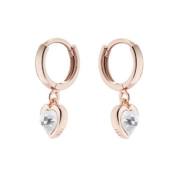 Hanniy Rose-Gold Crystal Heart Huggie Earrings