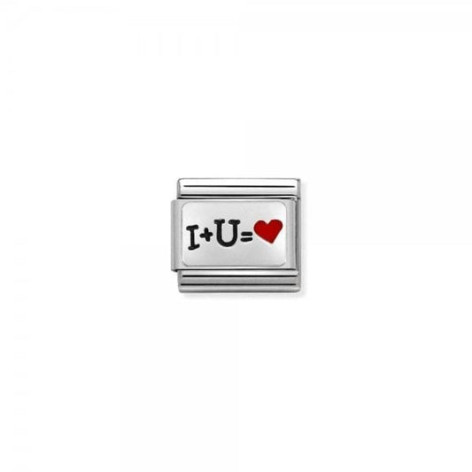 Silver I and U Heart Charm