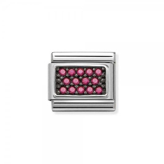 Silver & Fuchsia CZ Pave Charm