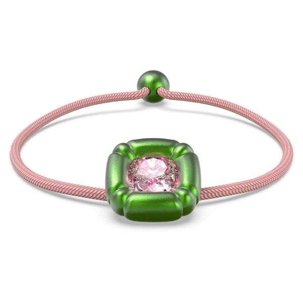 Dulcis bracelet, Cushion cut crystals, Green