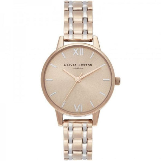 Midi Dial Pale Rose Gold & Silver Watch