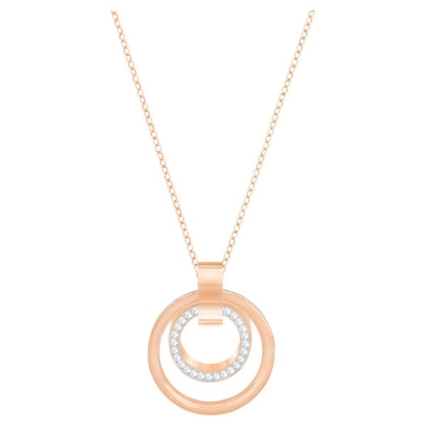 Hollow pendant Circular, Medium, White, Rose-gold