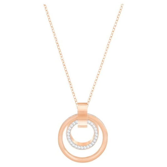 Hollow pendant Circular, Medium, White, Rose-gold