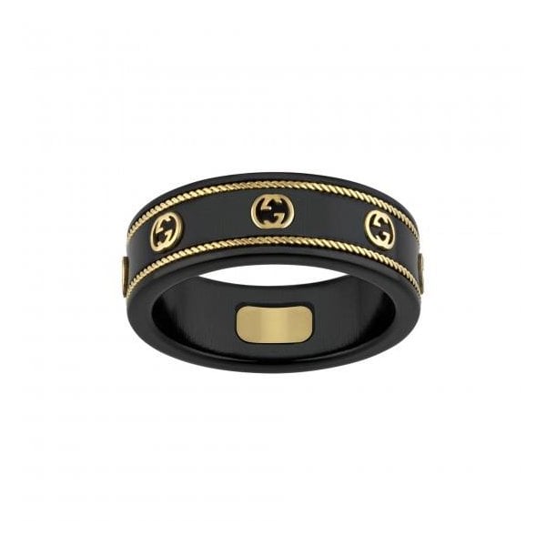 Icon 18ct Yellow Gold Black Ring