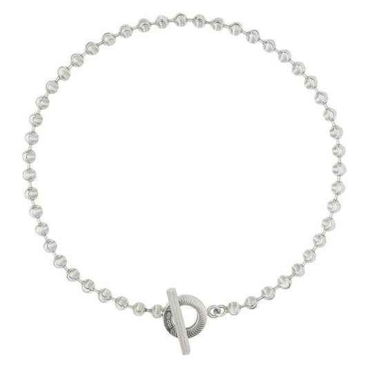 Silver Boule Beaded Choker Necklace - XL 41cm