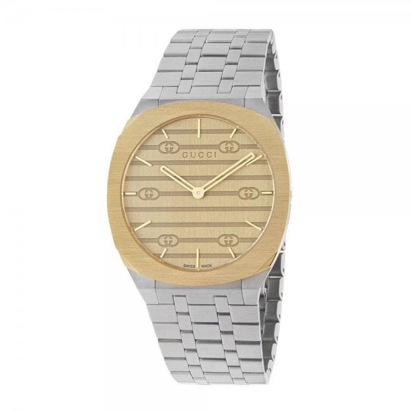 GUCCI 25H Steel and Gold PVD Watch