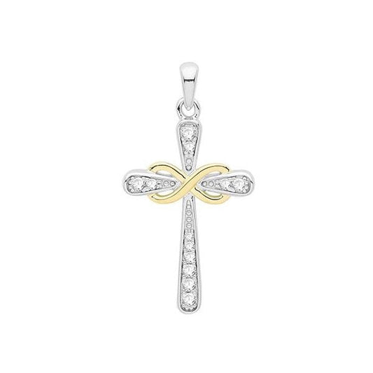SILVER RHODIUM GOLD PLATED CROSS