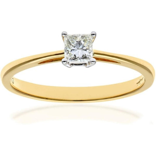 0.25 Diamond, 18k Yellow Gold, Solitaire Ring - N