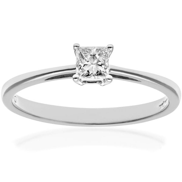 0.25ct Diamond, 18k White Gold, Solitaire Ring - M