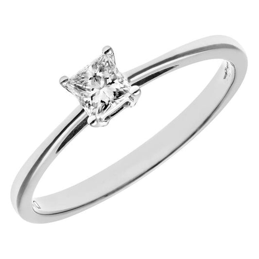 0.25ct Diamond, 18k White Gold, Solitaire Ring - M