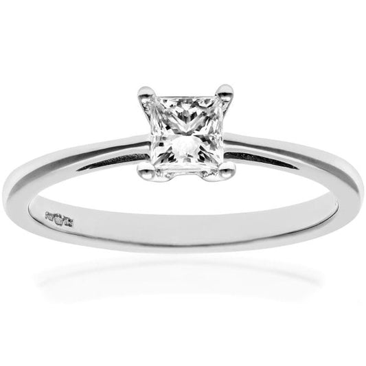 0.33ct Diamond, 18k White Gold, Solitaire Ring - O