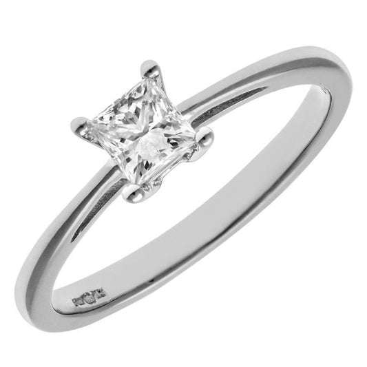 0.33ct Diamond, 18k White Gold, Solitaire Ring - O