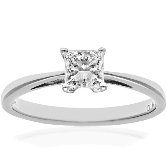 0.50ct Diamond, 18k White Gold, Solitaire Ring - N