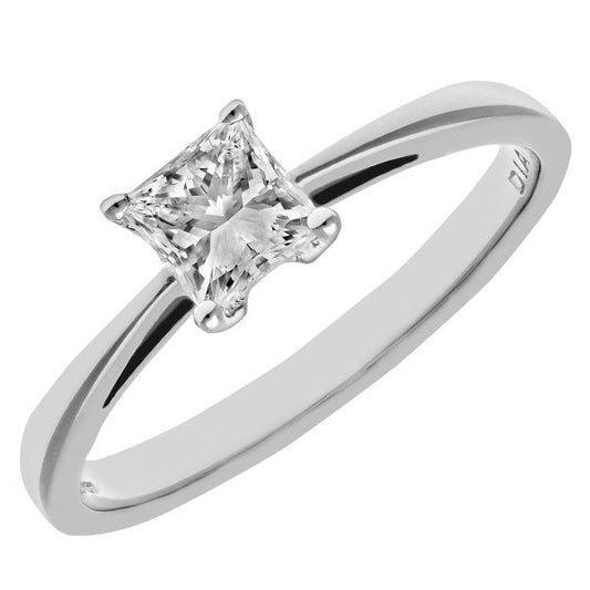 0.50ct Diamond, Platinum, Solitaire Ring - L
