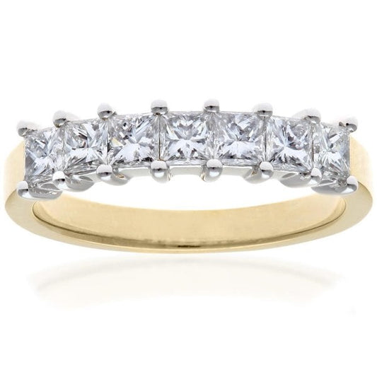 1.00ct Diamond, 7 stone, 18k Yellow Gold Ring - M