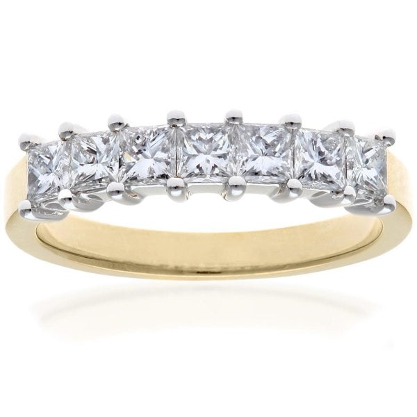 1.00ct Diamond, 7 stone, 18k Yellow Gold Ring - M