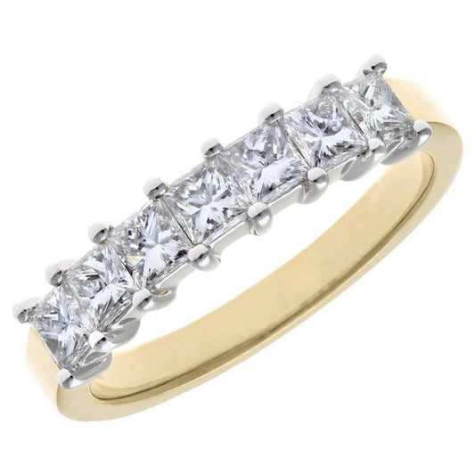 1.00ct Diamond, 7 stone, 18k Yellow Gold Ring - M