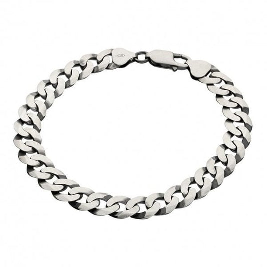 Oxidised Silver Gents Bracelet - 21cm, Curb