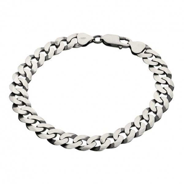 Oxidised Silver Gents Bracelet - 21cm, Curb