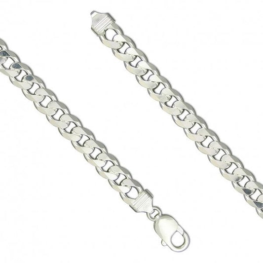 Silver Bracelet Gents - 23cm, Heavy Flat Curb