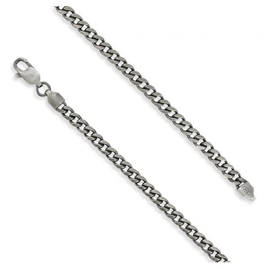 Oxidised Silver Gents Necklace - 61cm, Curb