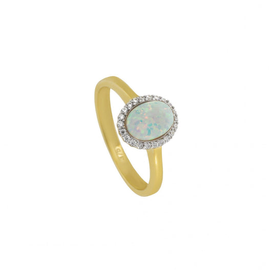 9ct Oval C.Opal 5x7 with CZ surround (size small)