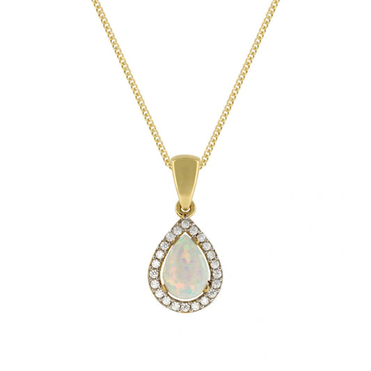 9ct tear c.opal 7x5mm with CZ surround - Pendant