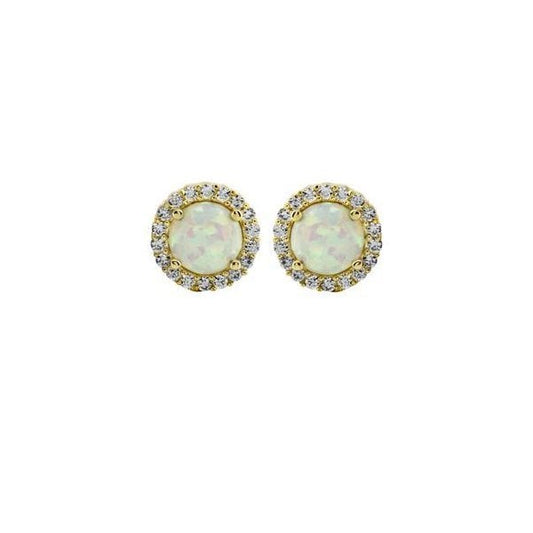9ct C.Opal Round Stud with CZ surround
