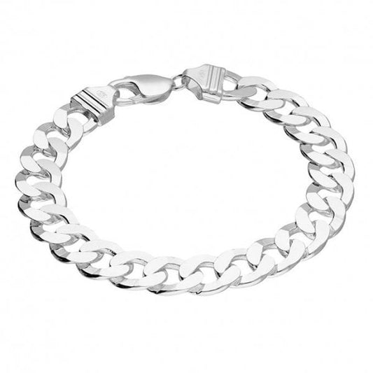 Sterling Silver Gents Bracelet - 21cm, Flat Curb