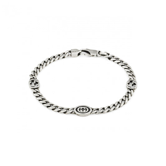 Interlocking G Sterling Silver Bracelet 19cm
