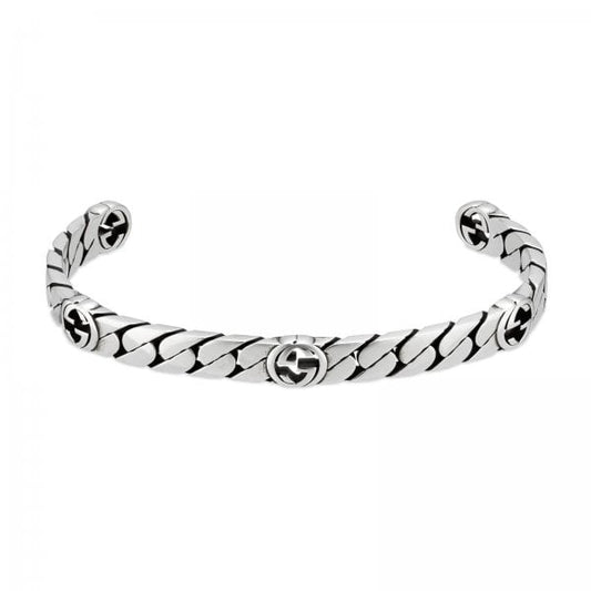 Interlocking G Sterling Silver Bracelet Rigid 18cm