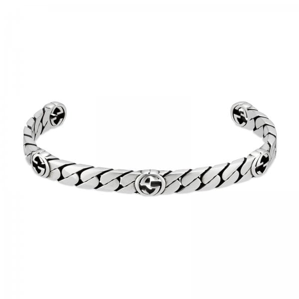 Interlocking G Sterling Silver Bracelet Rigid 18cm