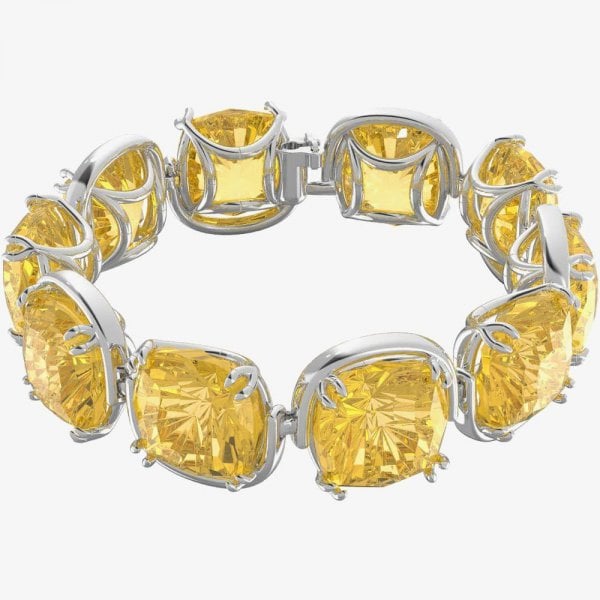 Harmonia bracelet Cushion cut crystals, Yellow