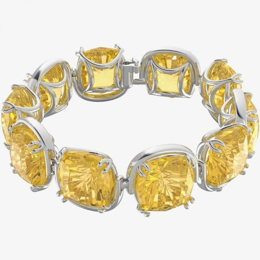 Harmonia bracelet Cushion cut crystals, Yellow