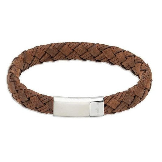 Gents Brown Leather Bracelet 21cm