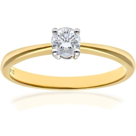 0.25ct Diamond, 18k Yellow Gold Ring - SIZE N