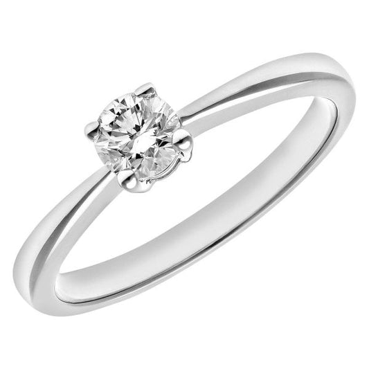 0.33ct Diamond, 18k White Gold Ring - SIZE L