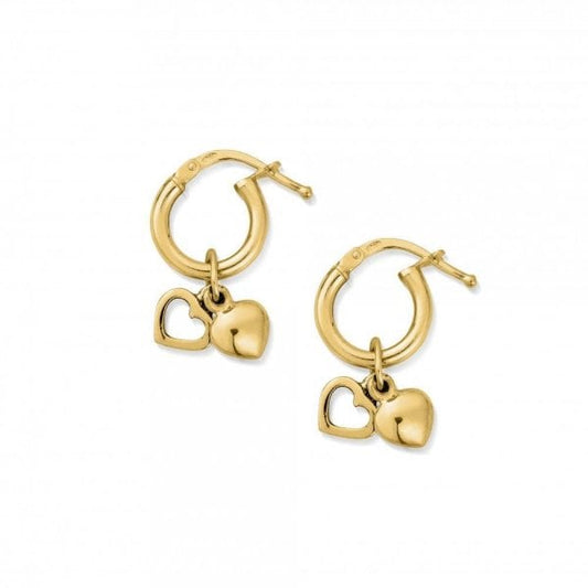 Gold Double Heart Small Hoop Earrings