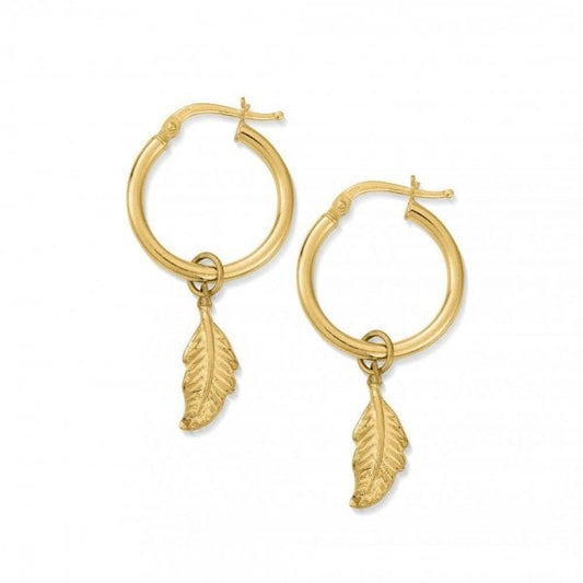 Gold Didi Feather Hoop Earrings