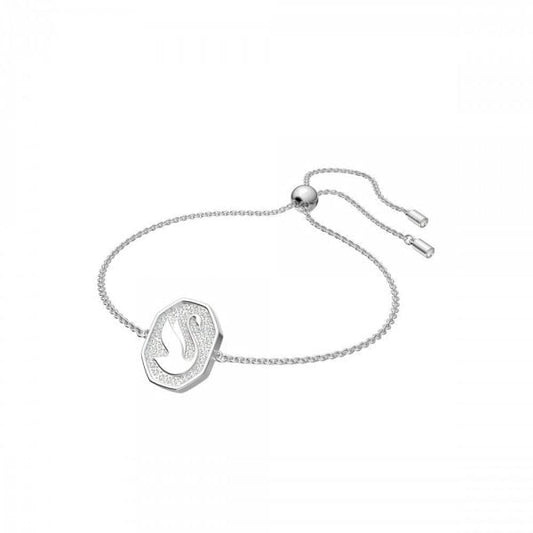Signum bracelet Swan, White, Rhodium plated